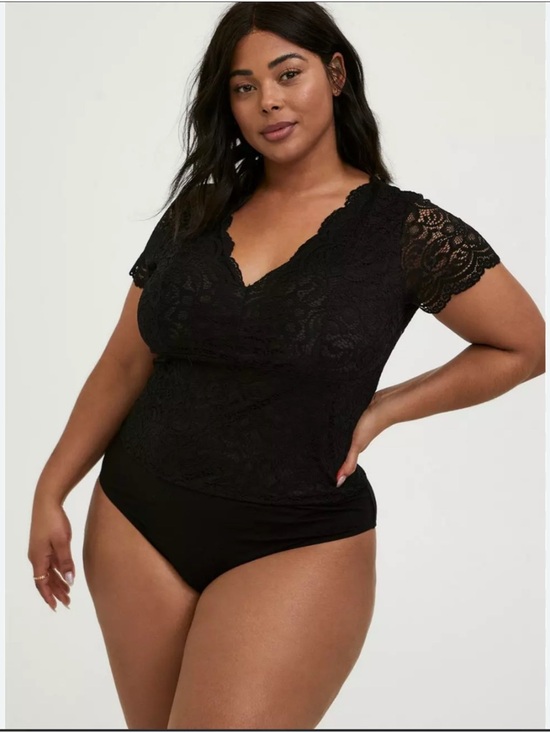 torrid Tops - Torrid Black Lace V-Neck Bodysuit